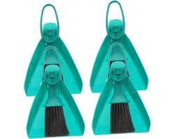 Mini bezem stoffer - Kleine schoonmaakset - Bureau reinigen - Draagbaar en compact - 4 sets - Blauw