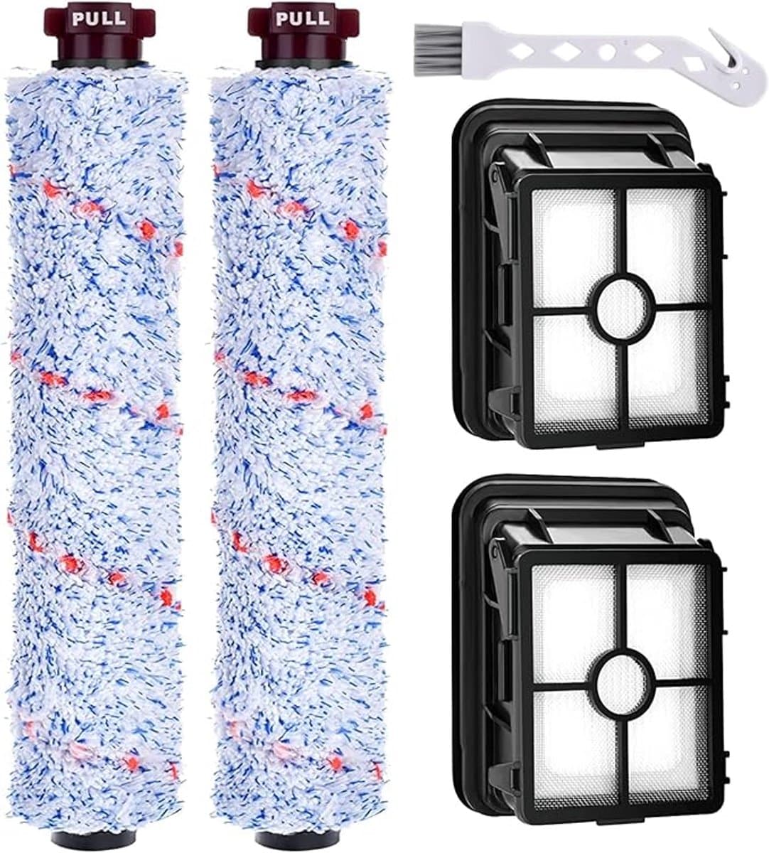 3-in-1 accessoire, 2 multifunctionele rolborstels + 2 vervangingsfilters 1866F, geschikt voor Bissell CrossWave 17132, Pet Pro 2225N, 2582N — afbeelding 1