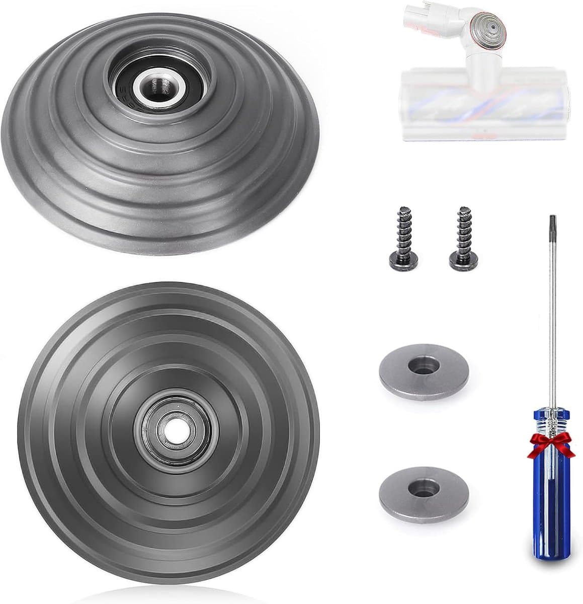 2 V-Ball Vervangende Wielen + 2 Schroeven + 2 Fixaties + Schroevendraaier Geschikt voor Dyson V11 V15 SV14 SV15 SV16 SV22, 100W Directe Trainingsreinigingskop Accessoires — afbeelding 1