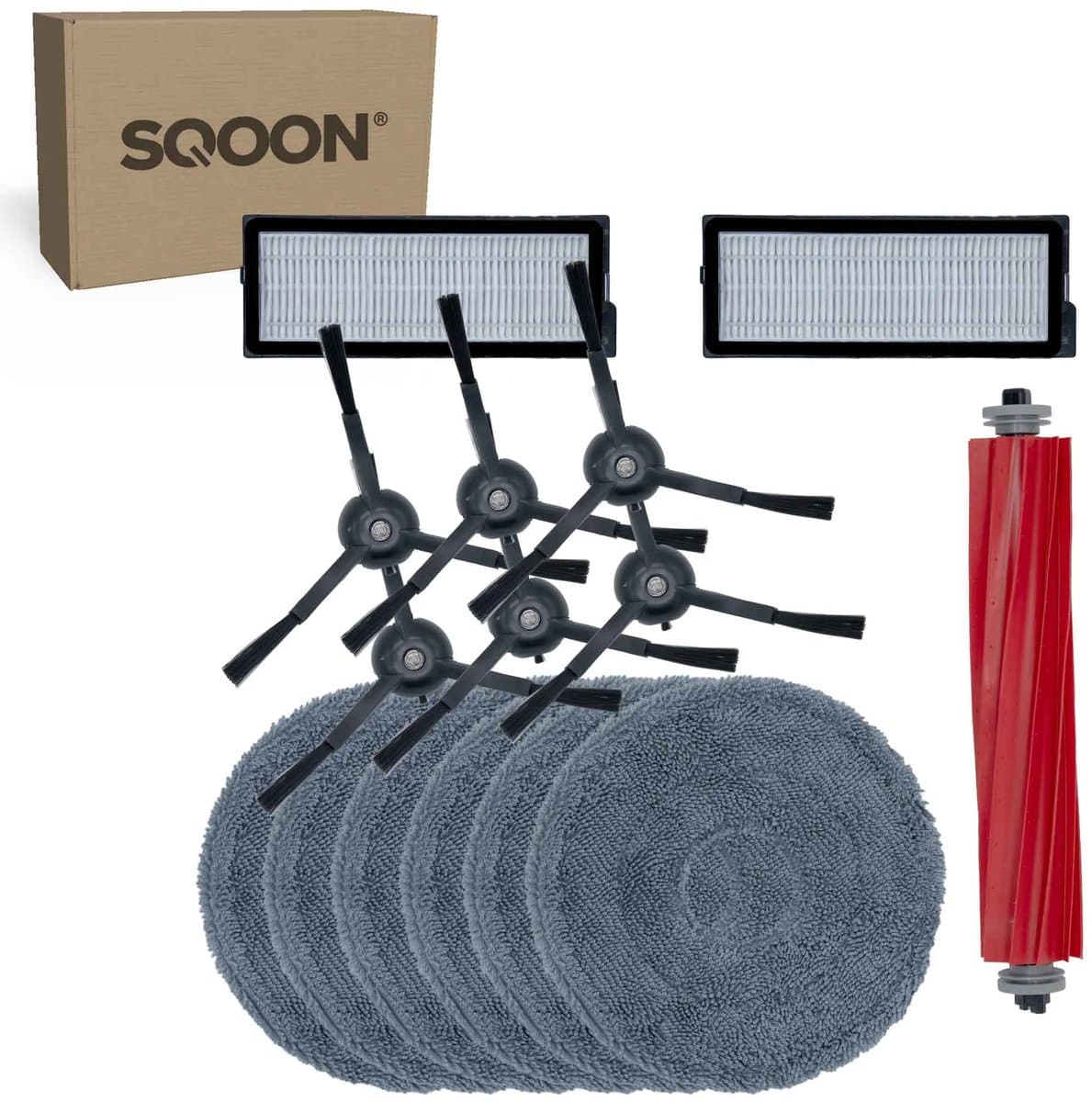 SQOON® vervangingsset geschikt voor Roborock Qrevo Pro - 15-delige onderhoudskit voor robotstofzuigeronderhoud — afbeelding 1