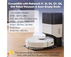 Stofzakken voor Roborock Q7 M5+/L5+/Q10 S5+/Q10 X5+/Q5 Pro+/Q5 Max+/S8 Pro Ultra/S8+/S7 MaxV Ultra/Q7 Max+/Q8 Max+ - 10 stuks 3L wegwerpstofzuigerzakken voor robotstofzuiger en afzuigstation