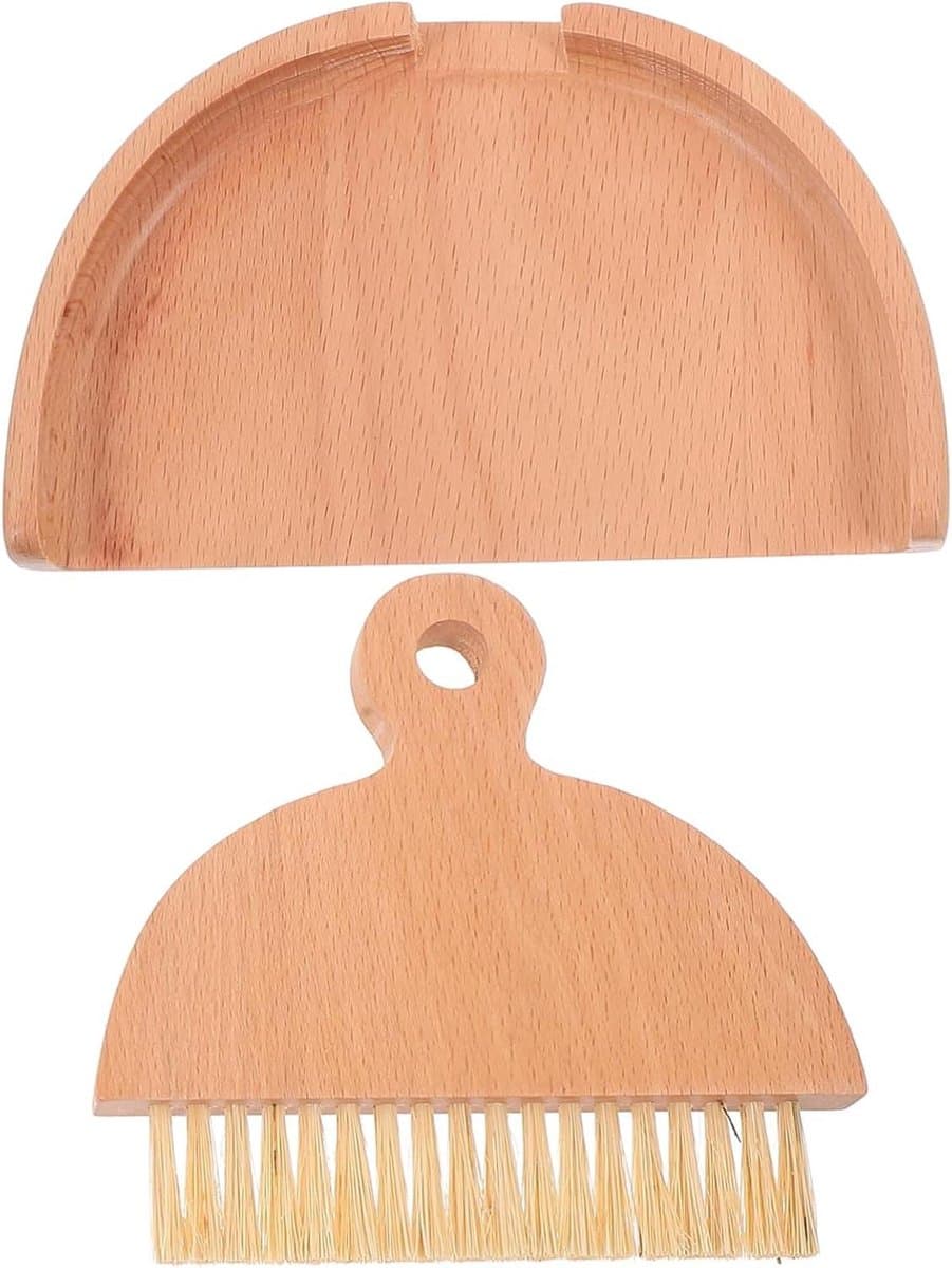 Bezem en Stoffer Set - Veegborstel en Blik - Bureau Schoonmaken - Draagbaar Ontwerp - 14.5 cm - Wit — afbeelding 1