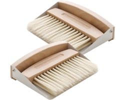 Kleine Bezem Stofblik - Reinigingsset Desktop - Gedetailleerd Reinigen - Duurzaam Beukenhout - 15.5 x 10.5 x 4 cm