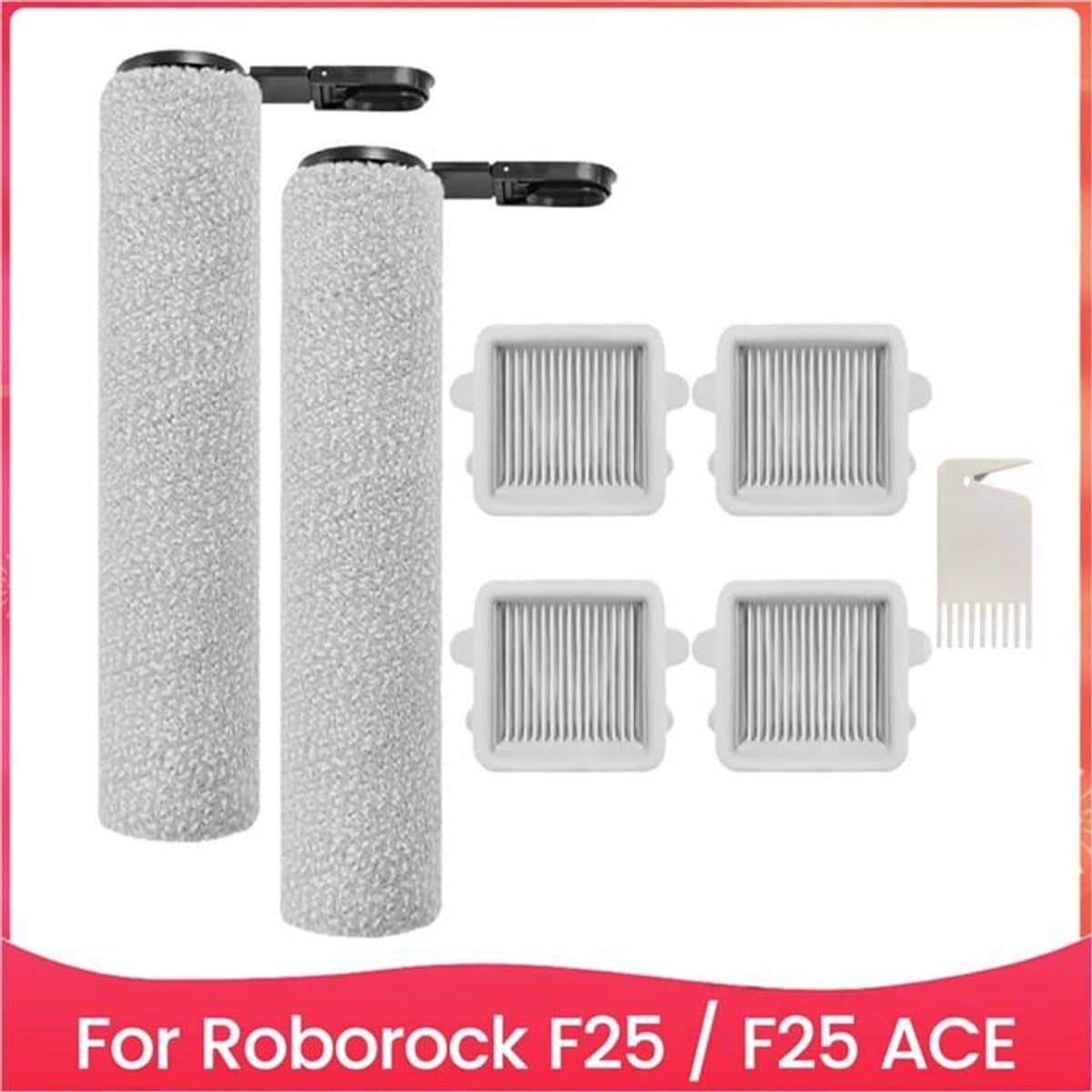 Vervangende accessoirekit Geschikt voor Roborock F25 / F25 ACE stofzuigers, inclusief 2 roterende borstels en 4 filters. — afbeelding 1
