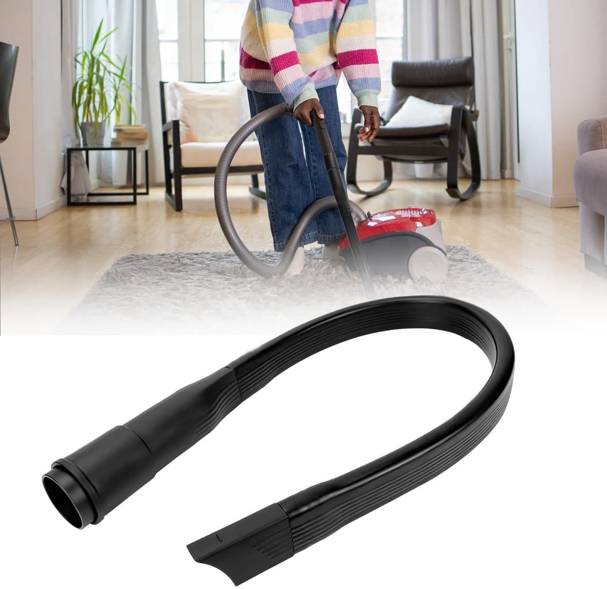 Dailygoods- Spleetmondstuk flexibel 620 mm - Stofzuigeraccessoires - Universeel voor 32 mm - Zuigmond - Reinigen onder meubels - Zacht rubber. - Stofzuigermondstuk — afbeelding 1