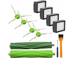 9-delige Vervangende Onderdelen Geschikt voor Irobot Roomba I&E Serie I7 I7+ I3 I3+ I4 I4+ I6 I6+ I8 I8+/Plus E5 E6 E7: 1 Set Multi-vlakke Rubberborstels, 4 Stofzuigerfilters, 4 Zijborstels