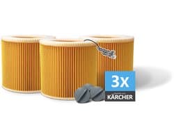 3x Filters geschikt voor KÄRCHER WD1, WD2, WD3, MV2 en MV3 stofzuigers - F6 Klasse Cilinder filter / Lamellenfilter ontworpen en geschikt voor Karcher stofzuigers
