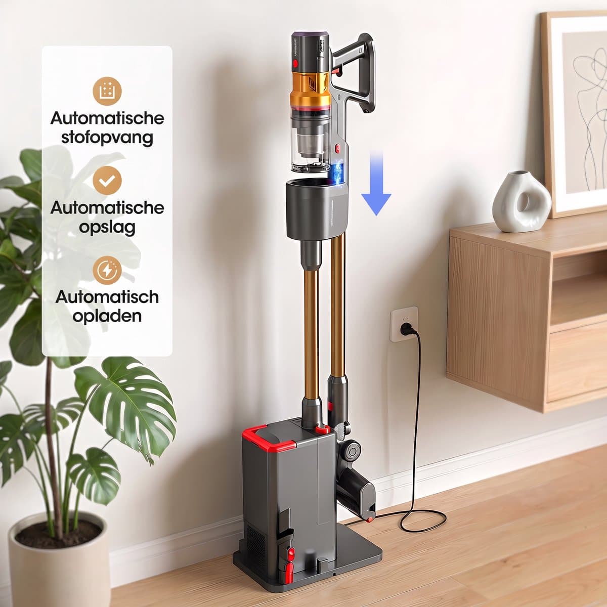 Lubluelu X1000 Draagbare staafstofzuiger Steelstofzuiger met stofopvangstation van 2,5L – 60Kpa Automatisch ledigingsstation - 50 Min Gebruikstijd - Anti-klit Borstel - met Stofzak HEPA - filter - LED-koplampen — afbeelding 1
