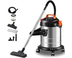 Nat en Droog Stofzuiger - Stofzuiger - 1200W - 18 kPa Zuigkracht - 20L - met 4 Zwenkwielen - Zwart