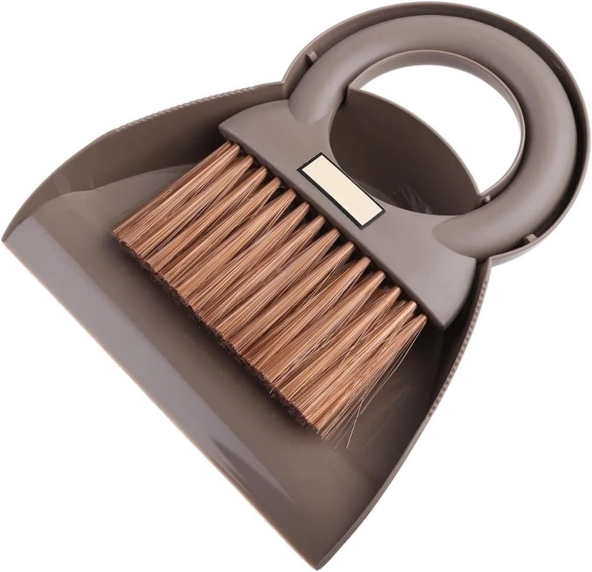 Veegschep mini-set - Kleine bezem - Snel opruimen - Compact ontwerp - 17x20 cm - Bruin — afbeelding 1