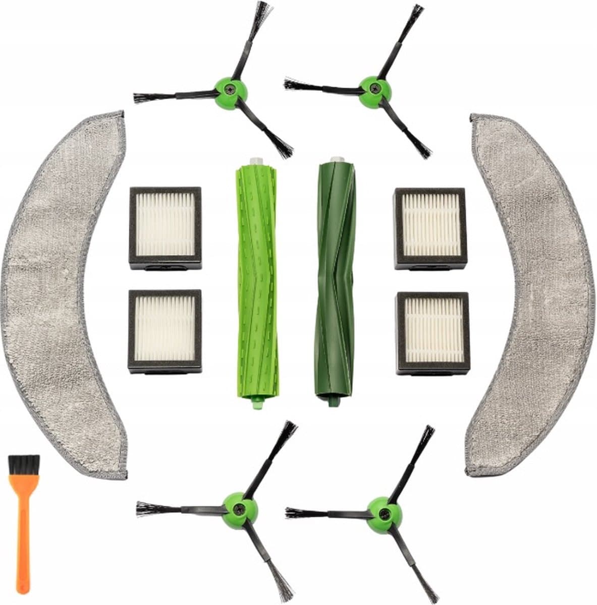 FILTER FILTERS MOP KIT vervanging voor iRobot Roomba COMBO J7 J7+ J9 J9+ PLUS - Inhoud verpakking: 4 stuks x zijborstels met schroeven 4 stuks x Hepa filters 2 stuks x walsborstels 2 stuks x mop 1 borstel - Hoogwaardige vervanging — afbeelding 1