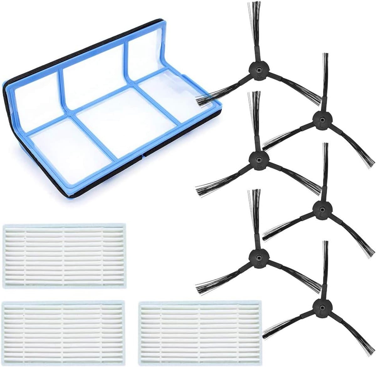 Vervangende onderdeelkit Geschikt voor ILIFE V3 V3s V5 V5s V5s pro Robot Stofzuiger, 1 Primaire Filter+3 Filters+6 Zijborstels — afbeelding 1
