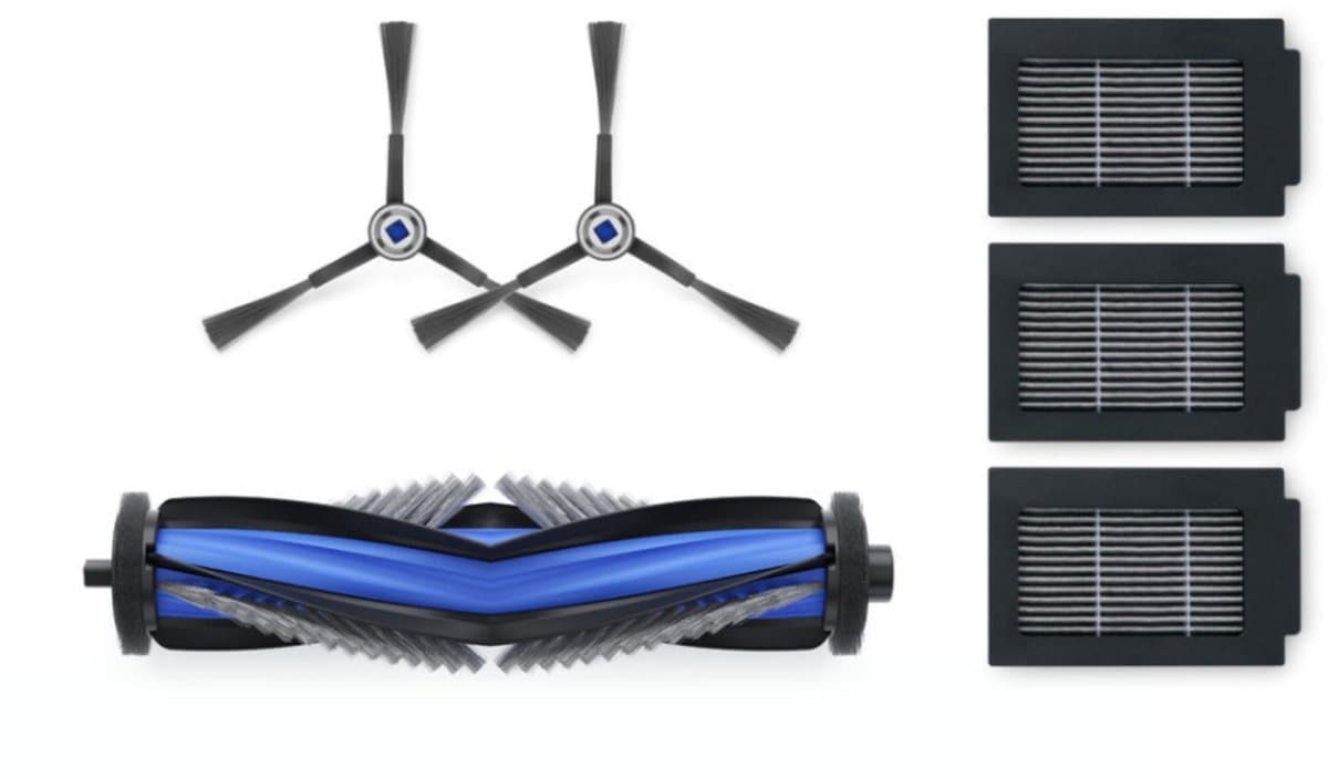 ECOVACS - DEEBOT T50 Max familie - Standard Service Kit - 1x Hoofdborstel (rubber) 2x Zijborstels (wit) 3x Antibacteriële Filters — afbeelding 1