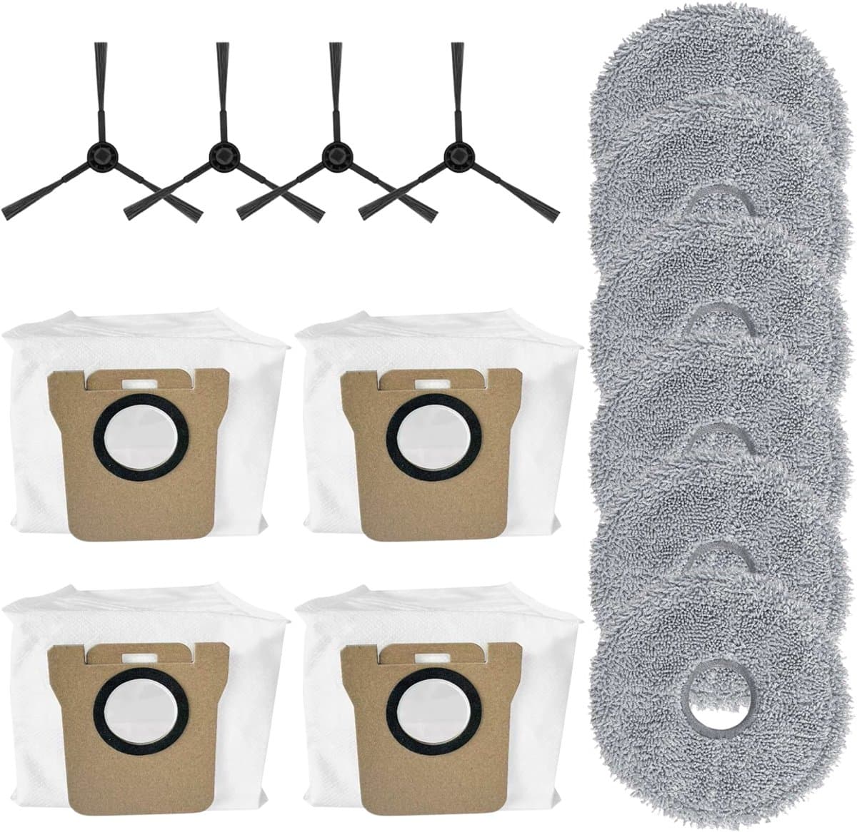 Accessoirekit - geschikt voor JONR P20 PRO robotstofzuiger - met 2 paar zijborstels, 4 filters en 6 dweilpads — afbeelding 1