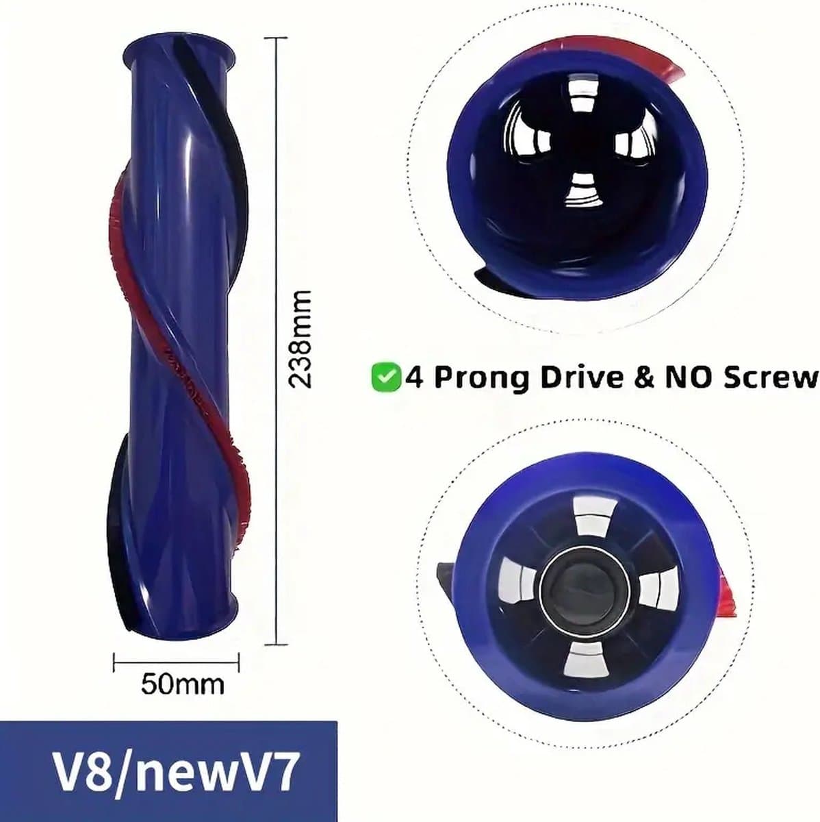 Vervangende Opzetborstel Geschikt voor Dyson V8 – Carbonvezel Rollerborstel – Compatibel met Dyson V8 en Nieuwe V7 Draadloze Stofzuigers – Accessoire voor Optimale Schoonmaak — afbeelding 1