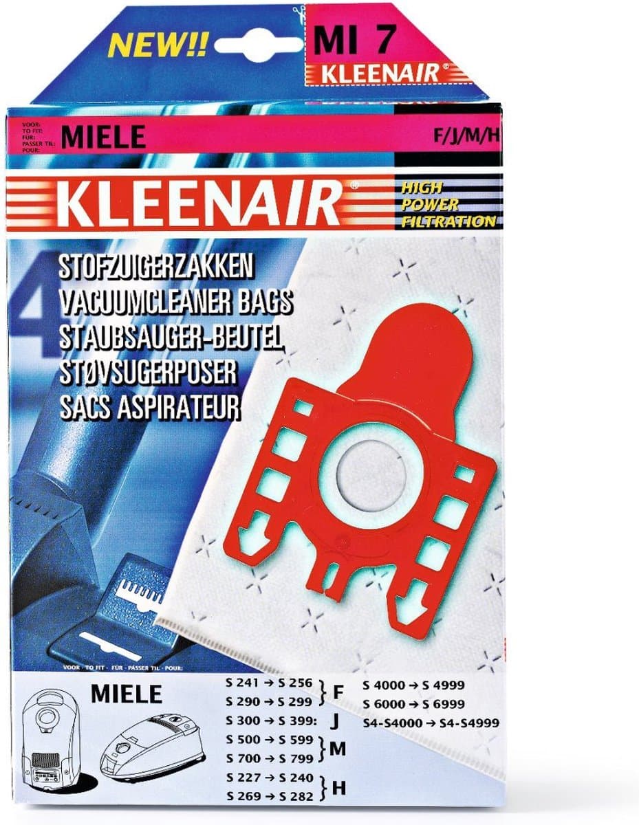 Kleenair Stofzuigerzakken - HPF MI7 Miele F/J/M/H - 4 stuks + 1 Filter — afbeelding 1