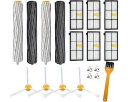 PolkaHome® 15-delige Vervangingsset voor iRobot Roomba 800- en 900-serie – Compatibel met 805, 850, 860, 861, 864, 866, 870, 880, 885, 890, 891, 960, 961, 980, 985 – 4 Rolborstels, 6 HEPA-filters, 4 Zijborstels, 1 Reinigingsborstel – Accessoires & On