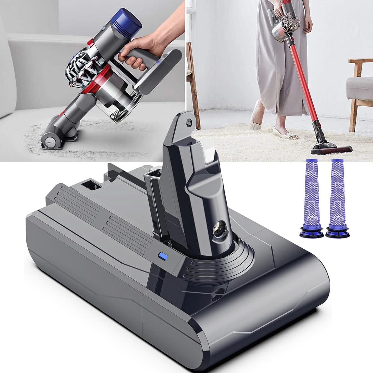 Vervangende Accu Voor Dyson V6 - 6000mAh 21,6V Li-Ion Batterij Voor V6 DC59 DC58 DC61 DC62 DC72 - Vervangende Accu Voor Handstofzuiger — afbeelding 1