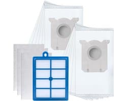 Sillar Set 12x Stofzuigerzak - microvezel - 1x Hepa filter, 3x filters universeel - vervangend - 3-laags filtersysteem - geschikt voor stofzuigers AEG Electrolux Philips