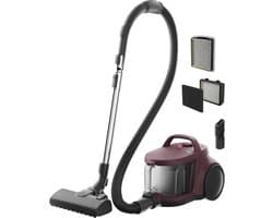 Zakloze Stofzuiger - Compact Stil - Grondig Schoonmaken - HEPA-filter Cyclonisch - 2L Capaciteit 78dB - Donkerrood