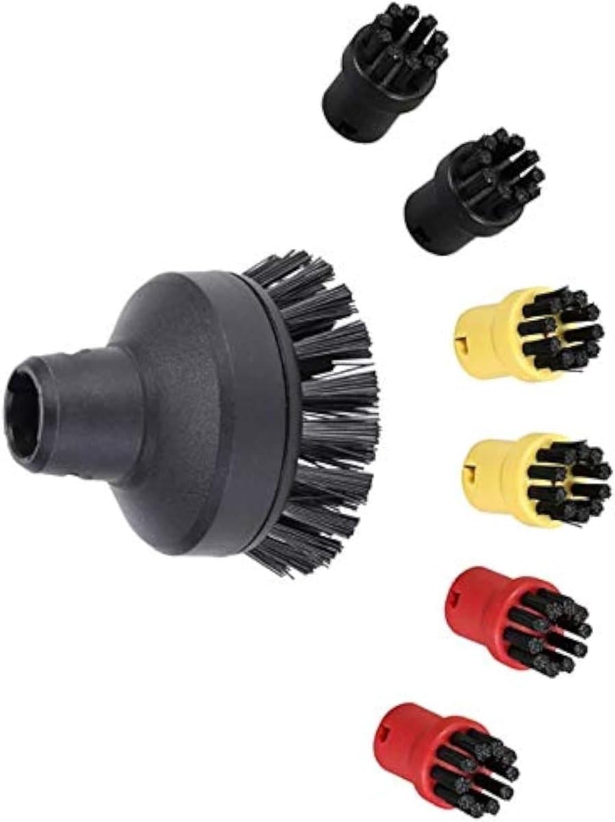 Geschikt voor 7 stuks vervangende accessoires stoomreiniger hardnekkige vlekken verwijderen duurzame nylon borstelkop - 1 grote ronde borstel + 6 kleine ronde borstels compatibel met Karcher SC1 SC2 SC3 SC4 SC5 SC7 CTK10-Belle's product — afbeelding 1