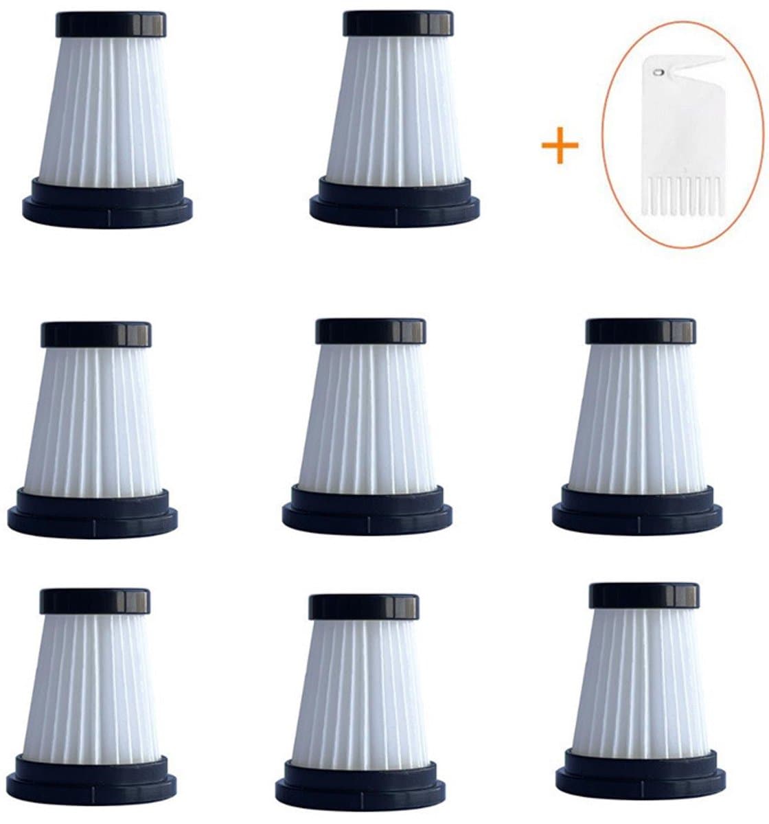 HEPA Filter - 8 Stuks - Geschikt voor Moosoo K12 K12 PRO K13 - Stofzuigerfilter - Stofzuiger Accessoires - Vervanging Filter - Voor Handheld Draadloze Stofzuiger - Met Filterborstel — afbeelding 1
