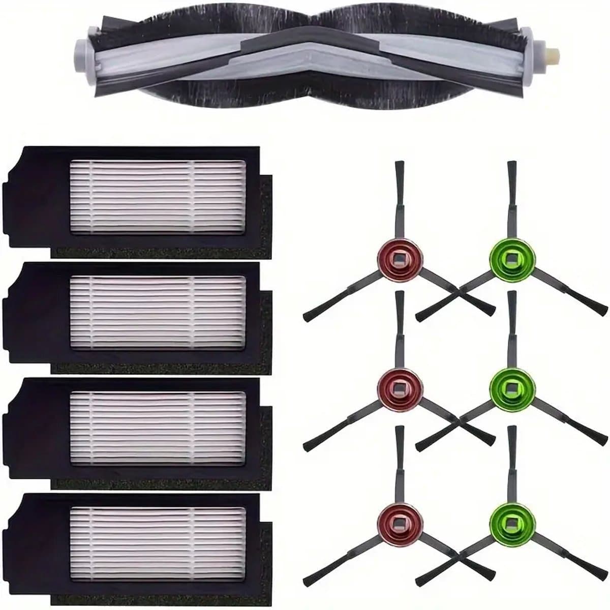11-delige Vervangingsonderdelenset voor Neutop, gescht voor Ecovacs Deebot X1 Plus, X1 Turbo, X1 Omni, T10 Plus, T10 Omni - Inclusief 1 Rolborstel, 4 Filterzakken, 6 Zijborstels - Kunststof Materiaal - Stofzuiger Accessoires — afbeelding 1
