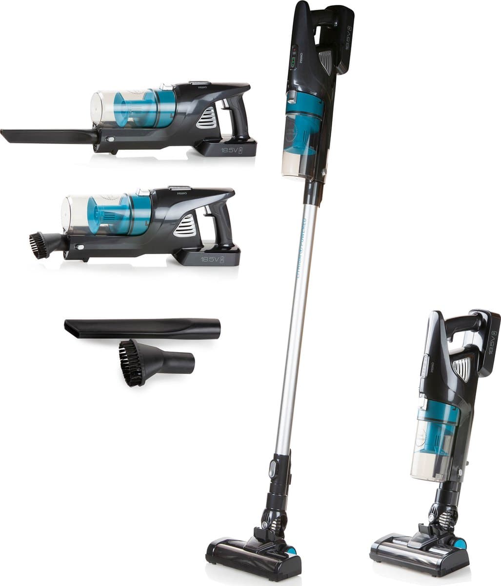 PRIMO PR501SV Steelstofzuiger Draadloos 3-in-1 - Stofzuiger Zonder Zak - Kruimelzuiger - HEPA Filter - Grijs/Blauw — afbeelding 1
