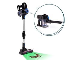 Cheqo® Steelstofzuiger Draadloos - Cycloon - Kruimeldief - 2 in 1 - Handstofzuiger - Snoerloos - Zakloos - Stofzuiger zonder Zak - Kruimelzuiger - op Accu - met HEPA Filter en LED Verlichting - voor Huisdieren - voor Harde Vloeren en Tapijt