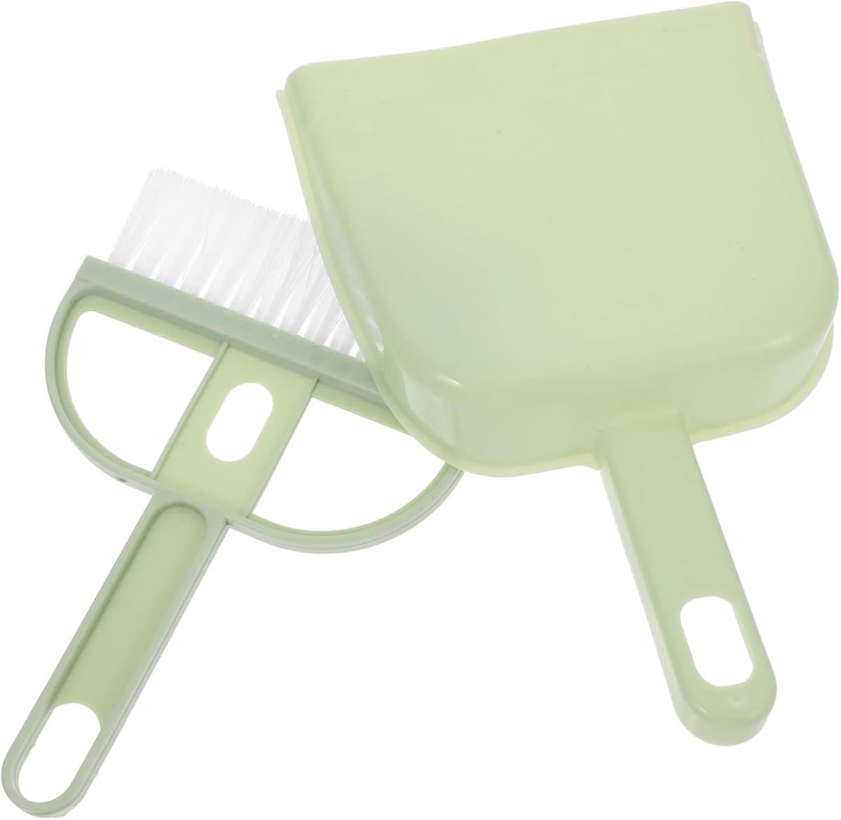 Mini Bezem Stoffer - Bureau Reiniger - Snelle Schoonmaak - Compact Lichtgewicht - 16.8 cm - Lichtgroen — afbeelding 1