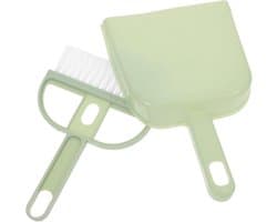 Mini Bezem Stoffer - Bureau Reiniger - Snelle Schoonmaak - Compact Lichtgewicht - 16.8 cm - Lichtgroen