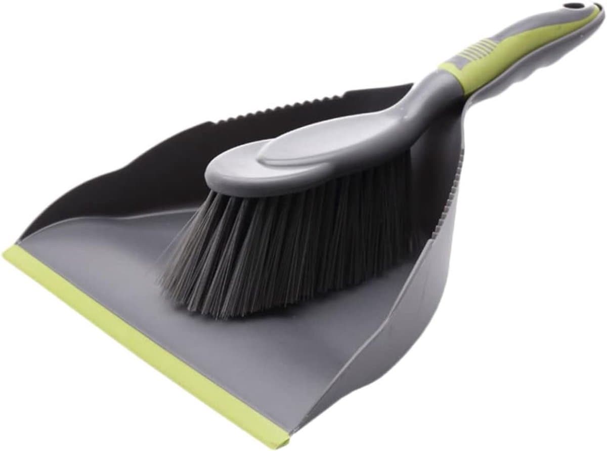 Bezem Stoffer Set - Kruimelborstel Vloer - Bureau Schoonmaken - Met Ophanggat - 325 cm - Grijs Groen — afbeelding 1