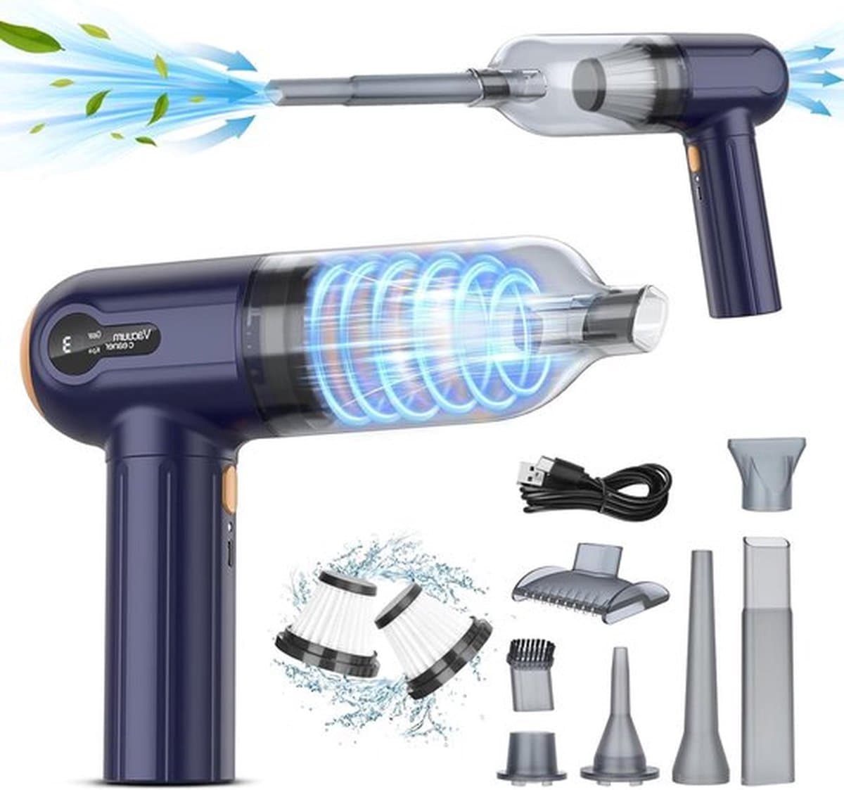 15000PA Draadloze Handstofzuiger 3-in-1 Krachtige Stofzuiger - Mini Licht Stofzuigers met Led-display - USB Oplaadbaar - Stofborstel-spleetmondstuk für Thuis Auto Kantoor Huisdier handstofzuiger — afbeelding 1