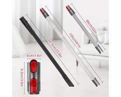 Dailygoods - Flexibel spleetmondstuk - Adapter en slang voor Dyson - Grijs - Stofzuiger accessoires - Hoogwaardige kwaliteit - Geschikt voor V7 V8 V10...