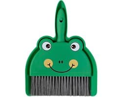 Bezem Stoffer - Kleine Set - Bureau Schoonmaken - Verzonken Clipontwerp - 25 x 17 cm - Grijs