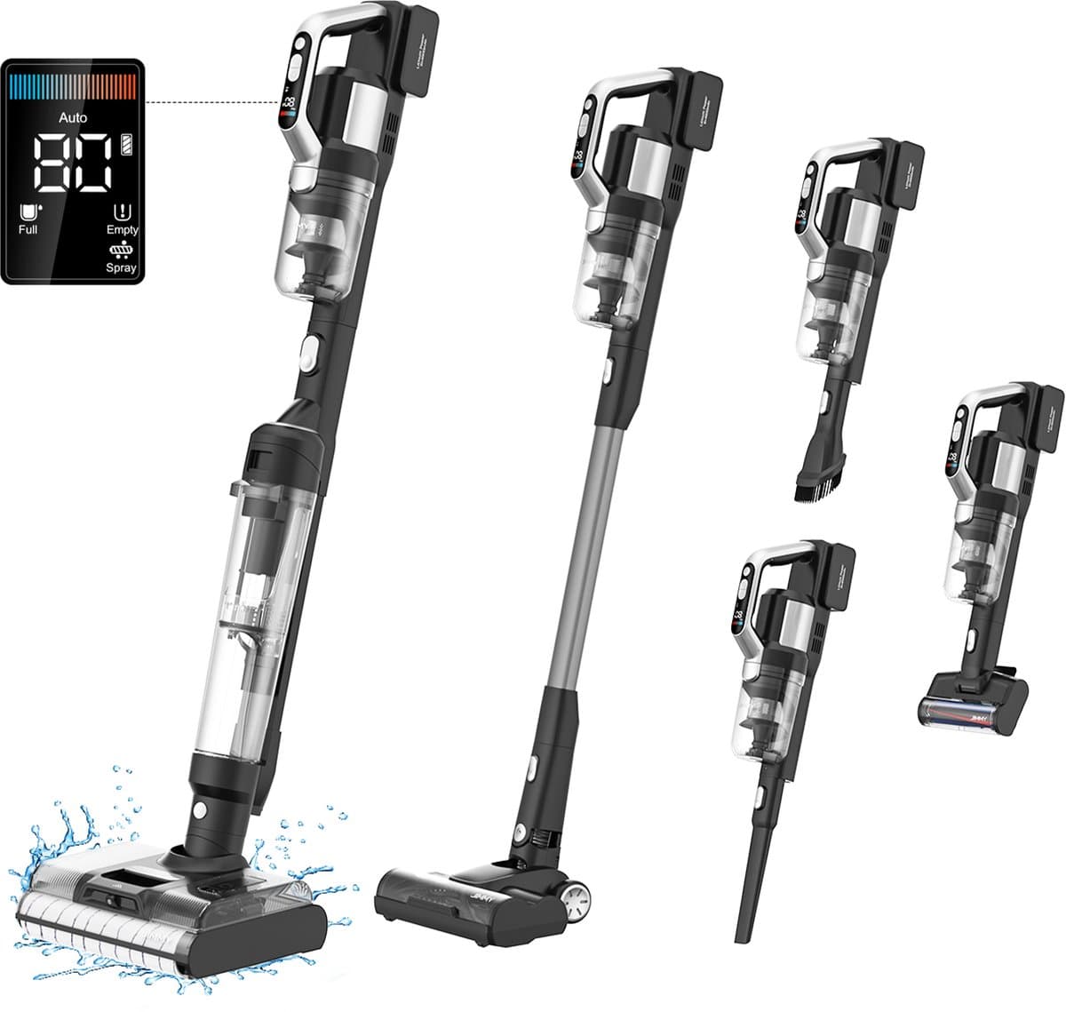 JIMMY PW11 Pro Max 5-in-1 Draadloze Nat-Droog Stofzuiger & Vloerwasmachine - 110AW - Zelfreiniging met 80°C Heteluchtdroging - Zwart — afbeelding 1