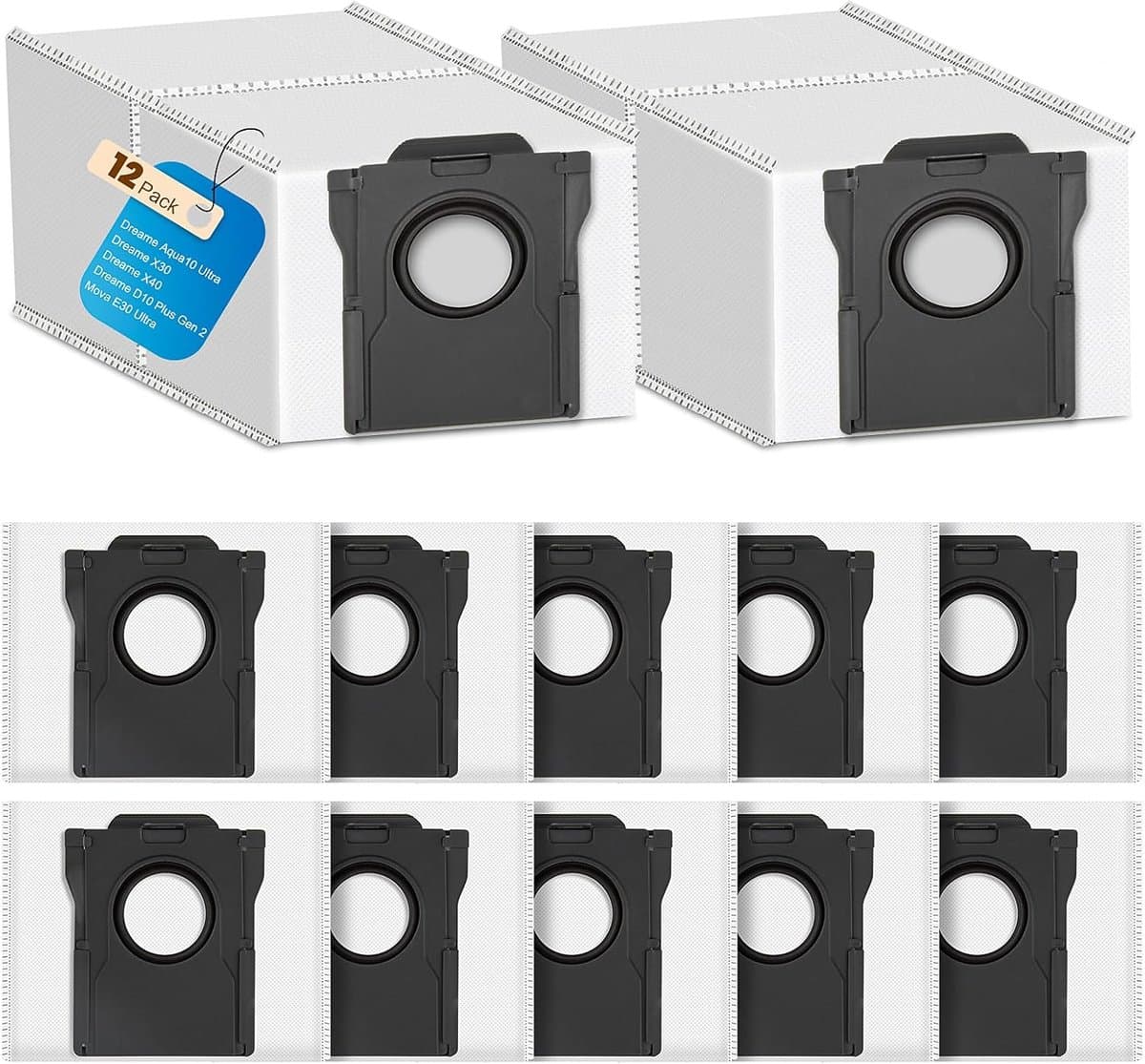 12pcs Dust Bags for Dreame L10s Ultra Gen 2/Gen 3/X30/X40/X50 Ultra/L10s Pro/L40/L50/Aqua10/Matrix 10 Ultra/Mova E30 - ShopVlot — afbeelding 1