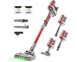 Draadloze Stofzuiger 450W BLDC – 45kPa Zuigkracht & 60 Min | Anti-Tangle LED Power Brush | Lichtgewicht Steel & Hand | Tapijt & Harde Vloer