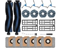 22-delige stofverwijderingsaccessoireset voor de EUFY X10 PRO OMNI robotstofzuiger - Inclusief 2 hoofdborstels + 4 zijborstels + 4 filters + 4 dweildoeken + 6 stofzakken + 1 flexibele borstel + 1 schroevendraaier - Filterreinigingstool