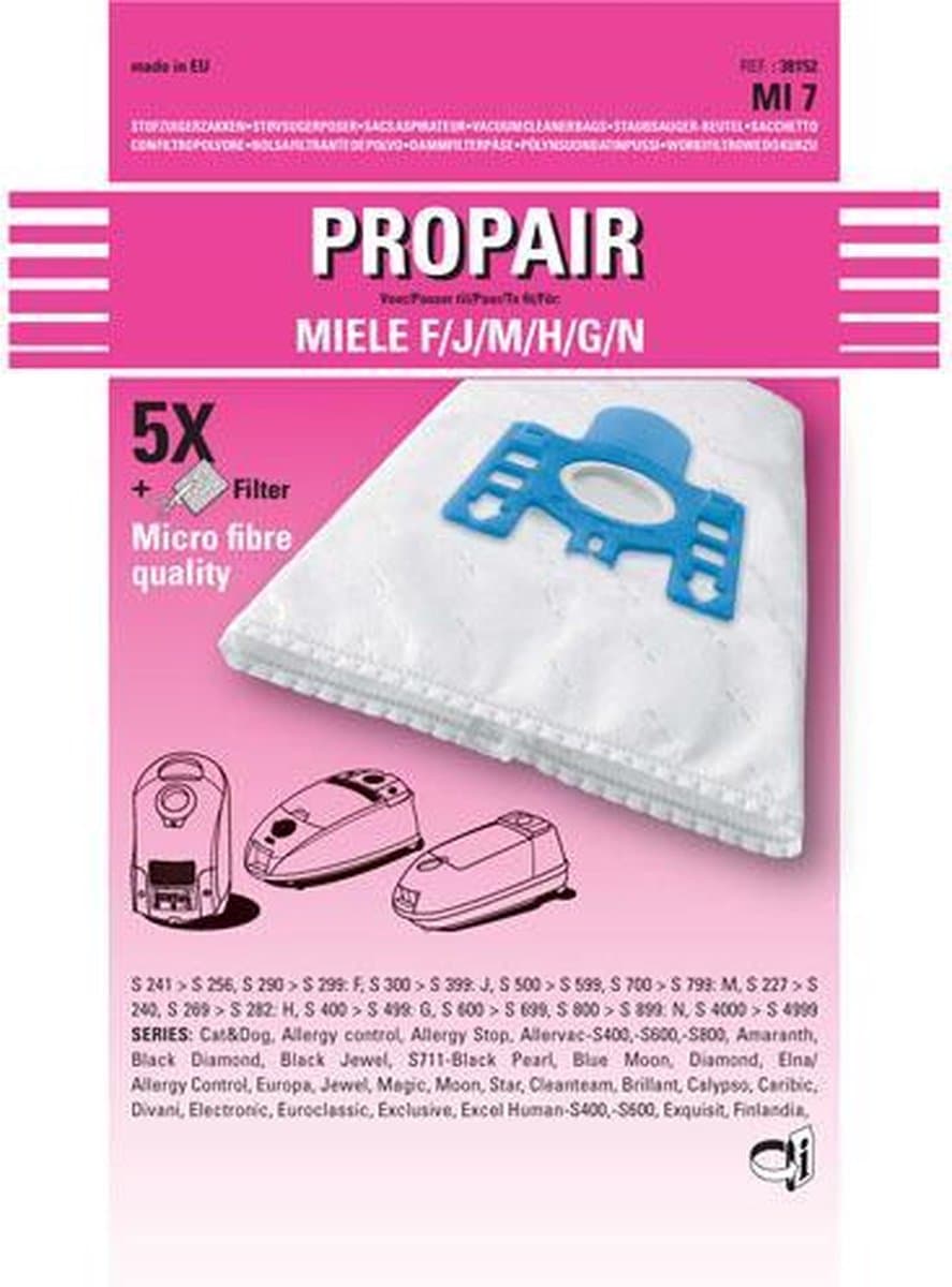 PROPAIR - STOFZUIGERZAK PROPAIR MIELE FJM 5 STUKS + 1 FILTER - 09917710 — afbeelding 1
