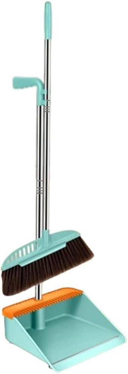 Bezem en Stoffer Set - Stoffer en Blik - Binnen Schoonmaken - Naadloze Vloeraansluiting - 84.5 cm - Blauw — afbeelding 1