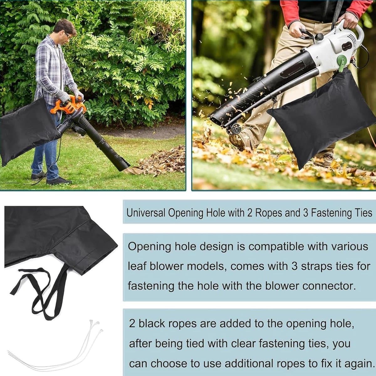 Bladeren Stofzuiger Zak - Bladverzamelaar Tuin - Bladeren Opruimen - Onderste Rits - 27.5 x 21 inch - Zwart — afbeelding 1