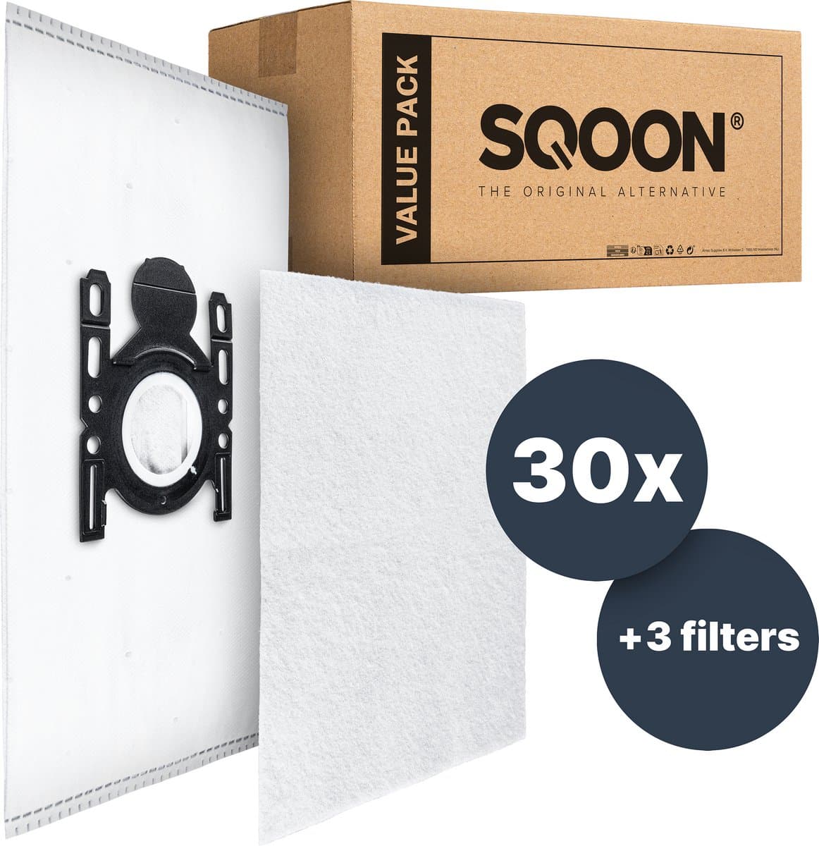 SQOON® Stofzuigerzakken- 30 X - Geschikt voor Bosch - Siemens en Bosch Type G All en BBZ41FGALL - SI52 — afbeelding 1