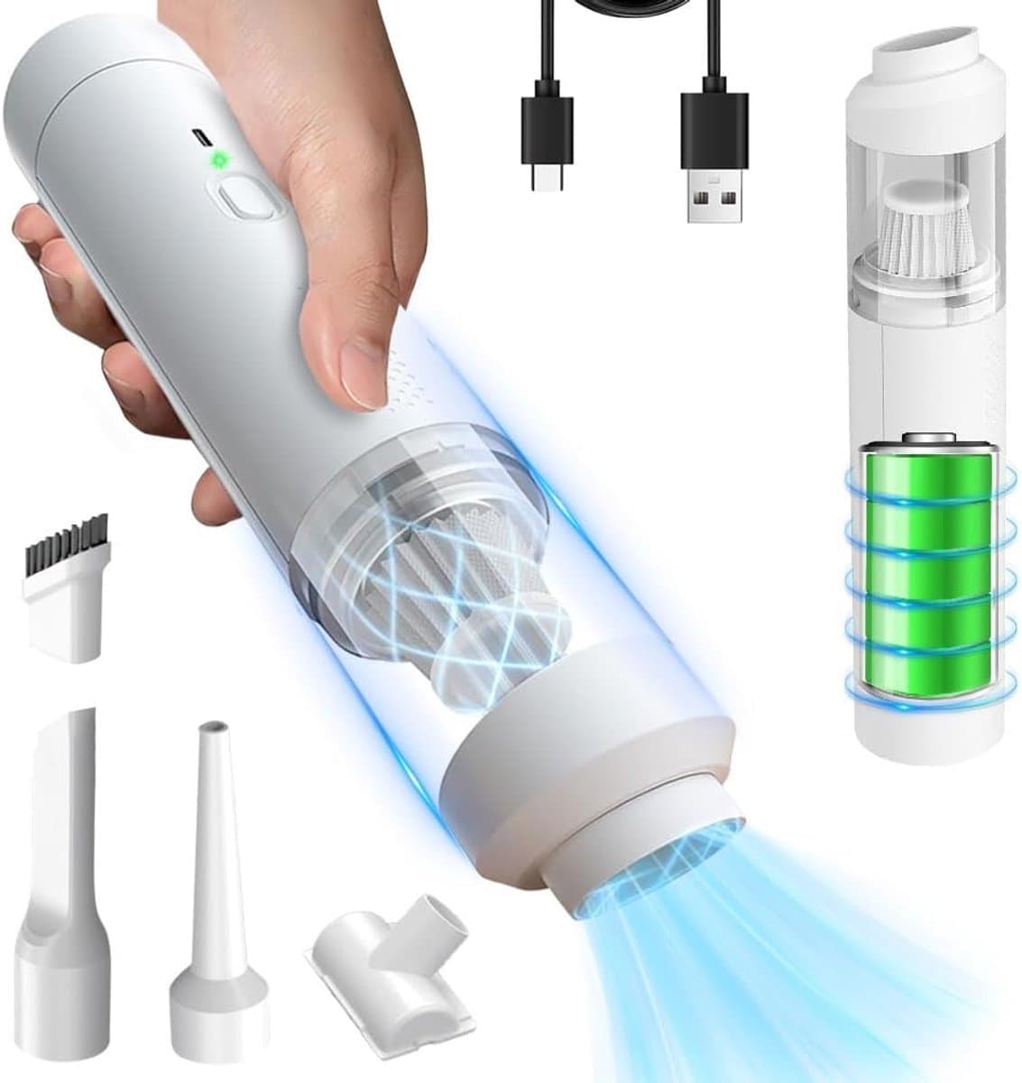Draadloze Handstofzuiger 11000Pa - USB Oplaadbaar - Mini en Lichtgewicht - Ideaal voor Auto en Thuis - ShopVlot — afbeelding 1