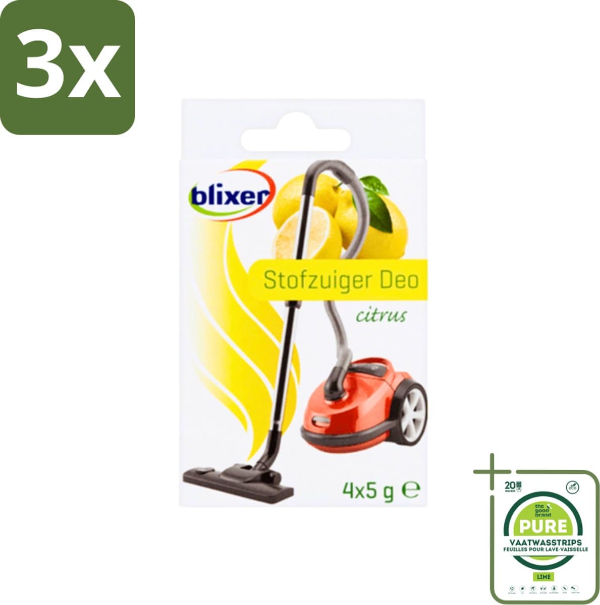 3 x Blixer - Beckmann - Stofzuiger Deodorant - Citrus - 4 Geurverspreiders - Grootverpakking - Stofzuiger Geur - Citrus Geur - Huis Geur - Frisse Geur - Stofzuiger Deo — afbeelding 1