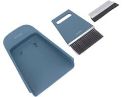 Mini Stoffer Set - Kleine Veegborstel - Snelle Schoonmaak - Verwisselbare Koppen - 1 Stoffer 2 Borstels - Marineblauw