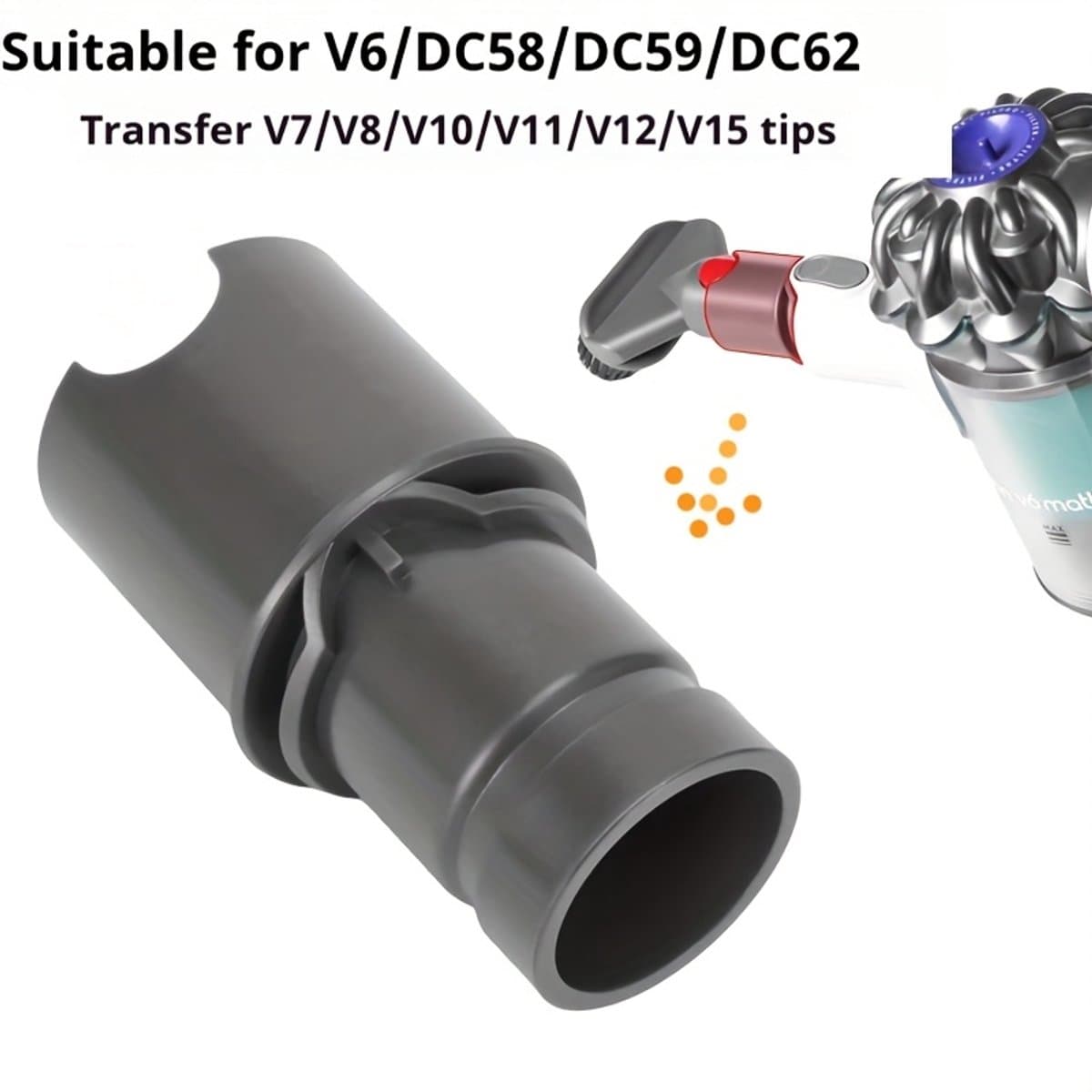 Een V7V8V10V11V12V15 compatibele slangadapter en stofzuigeraccessoire, Geschikt voor Dyson DC- en V6-serie stofzuigers, ideaal Geschikt voor thuis, campers, kantoren en andere locaties. — afbeelding 1