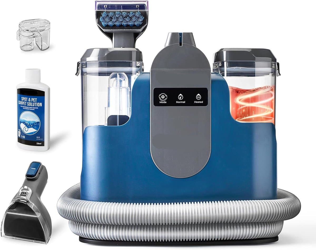 Tapijtreiniger - Tapijtwassers - Nat-Droogstofzuigers - met Accessoires - met Stopcontact - voor Huis - Garage - Auto - Tapijt - 500W - 950ml Vuilwatertank - 1600ml Zoetwatertank - Blauw — afbeelding 1