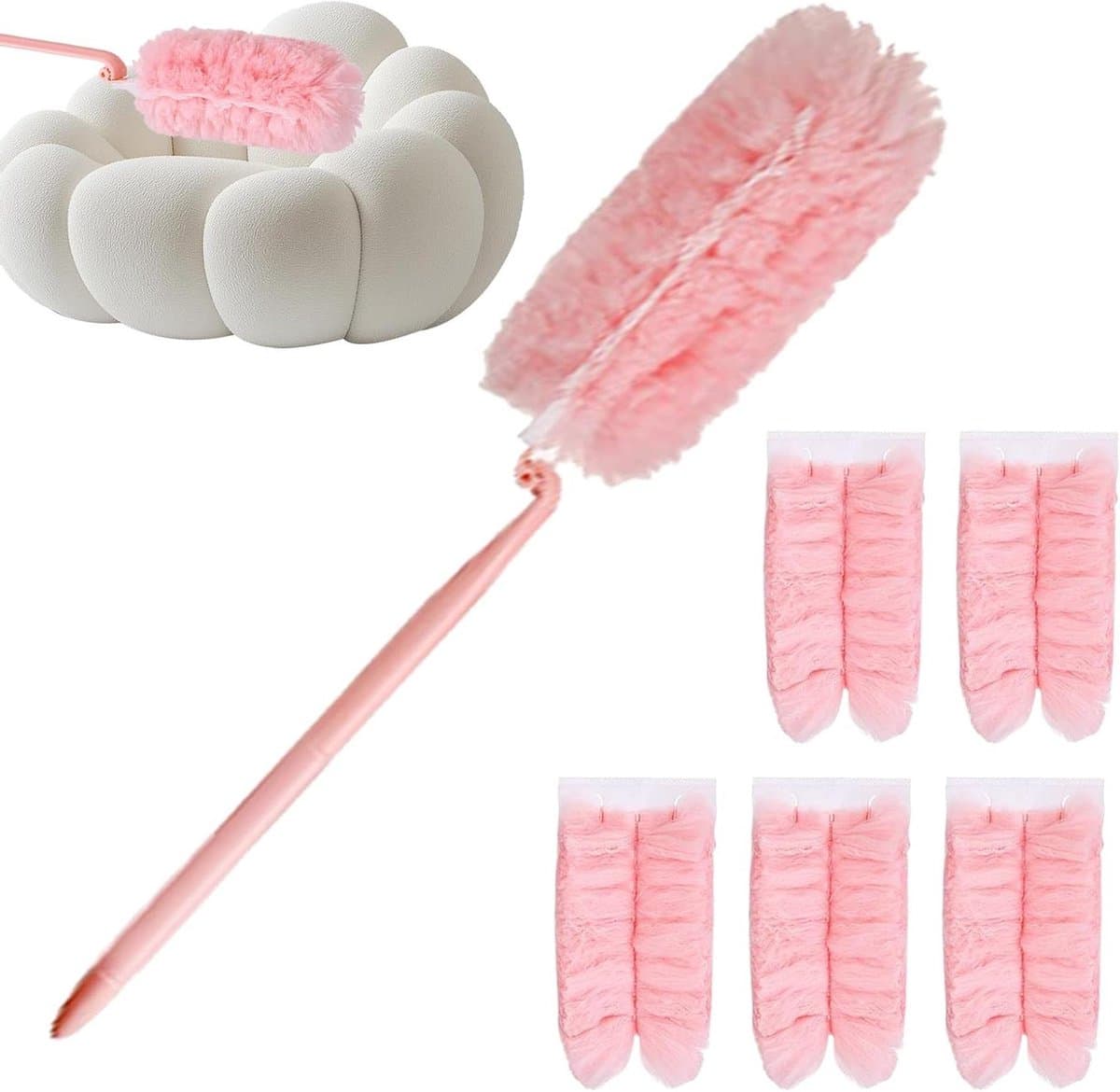 Kleine Plumeau - Stofverwijderaar Inklapbaar - Huis Reinigen - Verstelbare Kop - 36 cm - Roze — afbeelding 1