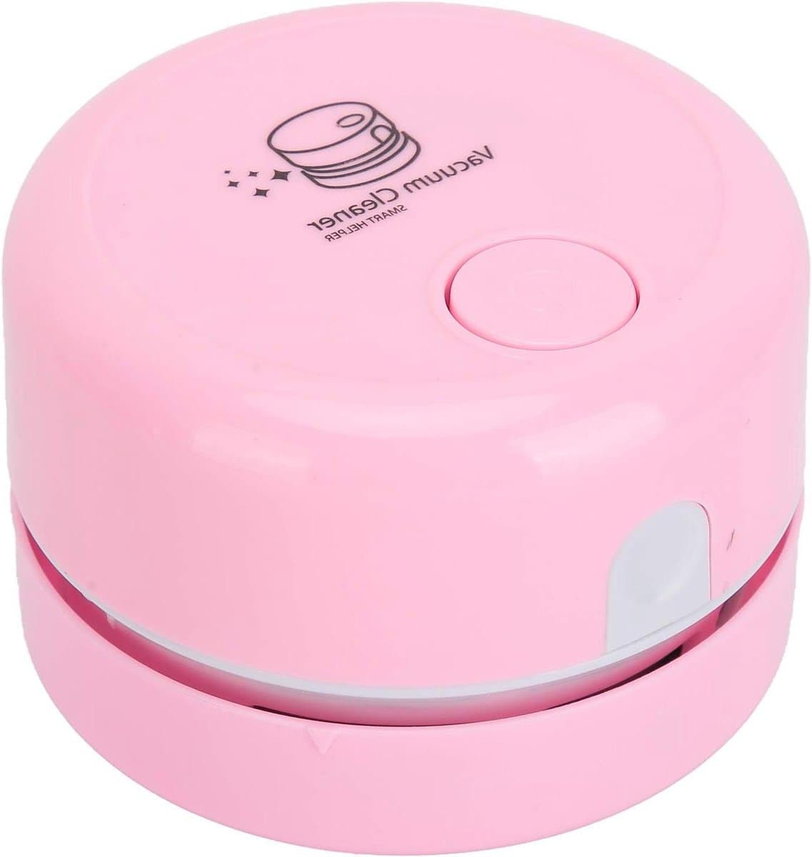 Mini Stofzuiger - Desktop Reiniger - Bureau Schoonmaken - Stille Werking - 9x9x7 cm - Roze — afbeelding 1